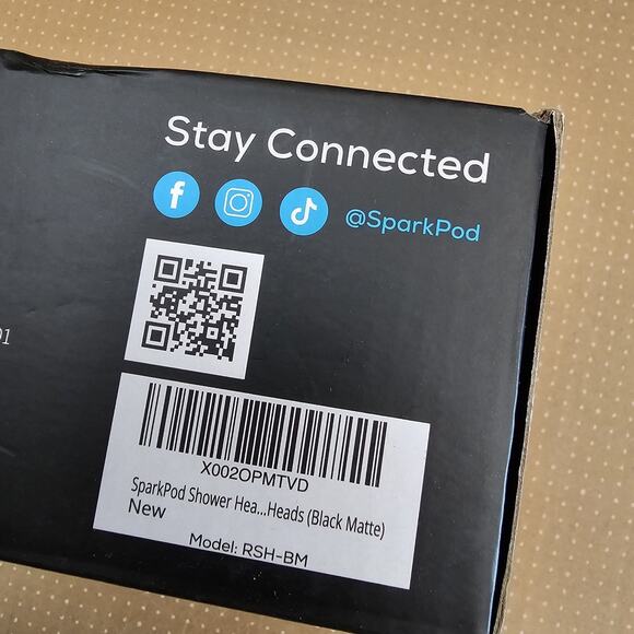 SparkPod 6" Luxury Rainfall Shower Head Black High-Pressure Black Matte - Picture 8 of 8